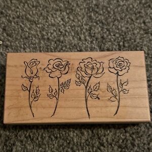 PSX 4 Stages of a Rose Bud to Full Bloom Wood Mounted Rubber Stamp K-2291